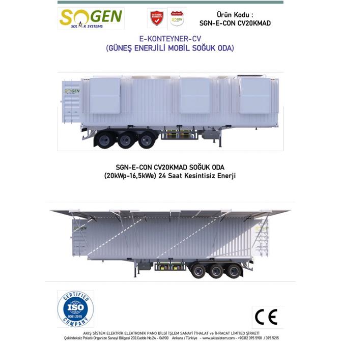 Güneş enerji sistemli mobil soğuk oda