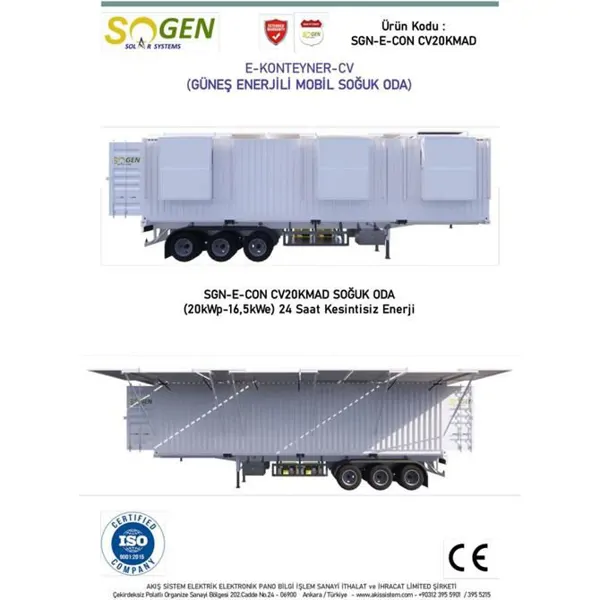 Güneş enerji sistemli mobil soğuk oda